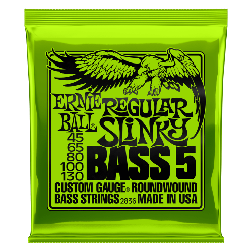 Ernie Ball Regular Slinky 5-String Nickel Wound Electric Bass Strings - 45-130 Gauge - P02836